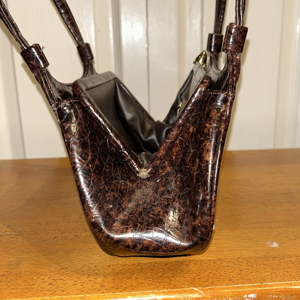 Meyers Mid Century Modern Brown Reptile/Crocodile Handbag Made in USA - Picture 14 of 15